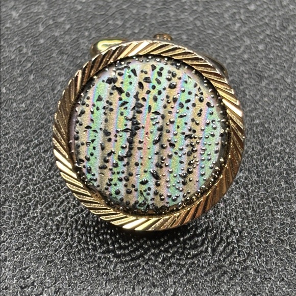 Gold and Multicolor Round Earrings - Picture 4 of 4